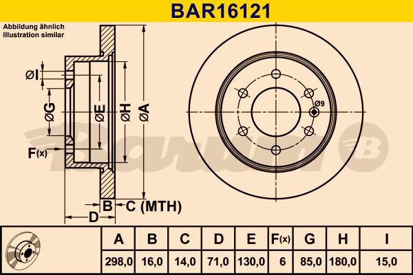 Barum BAR16121 Rear brake disc, non-ventilated BAR16121: Buy near me in Poland at 2407.PL - Good price!