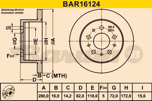 Barum BAR16124 Тормозной диск невентилируемый BAR16124: Отличная цена - Купить в Польше на 2407.PL!