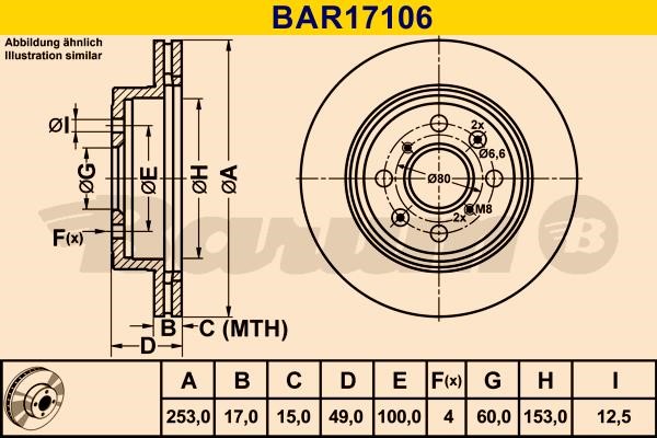 Barum BAR17106 Ventilated disc brake, 1 pcs. BAR17106: Buy near me in Poland at 2407.PL - Good price!