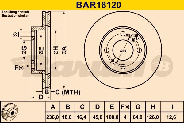 Barum BAR18120 Диск гальмівний вентильований, 1 шт. BAR18120: Купити у Польщі - Добра ціна на 2407.PL!