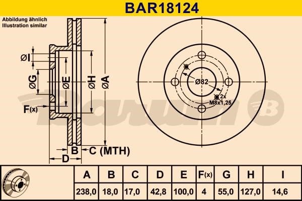 Barum BAR18124 Тормозной диск вентилируемый, 1 шт. BAR18124: Отличная цена - Купить в Польше на 2407.PL!