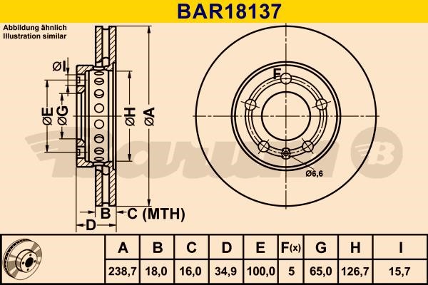 Barum BAR18137 Ventilated disc brake, 1 pcs. BAR18137: Buy near me in Poland at 2407.PL - Good price!