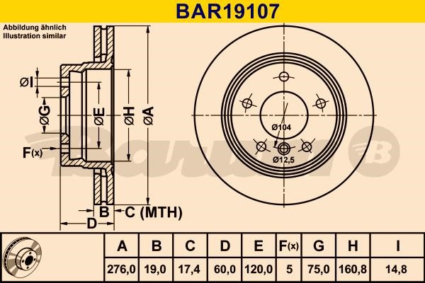 Barum BAR19107 Rear ventilated brake disc BAR19107: Buy near me in Poland at 2407.PL - Good price!