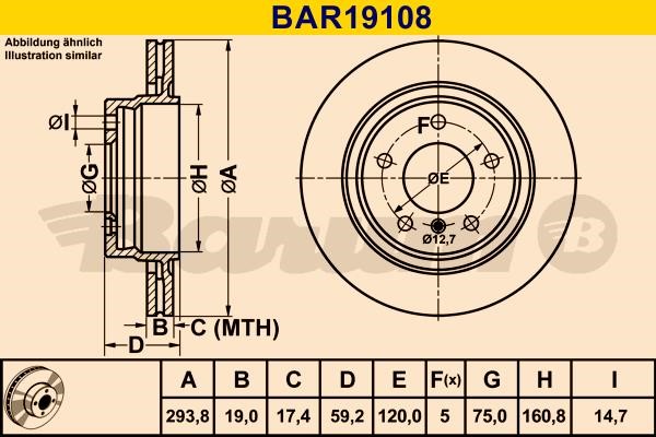 Barum BAR19108 Диск гальмівний задній вентильований BAR19108: Приваблива ціна - Купити у Польщі на 2407.PL!