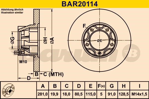 Barum BAR20114 Unventilated front brake disc BAR20114: Buy near me in Poland at 2407.PL - Good price!