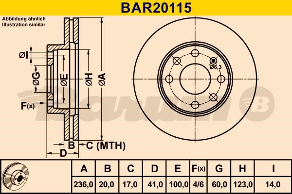 Barum BAR20115 Ventilated disc brake, 1 pcs. BAR20115: Buy near me in Poland at 2407.PL - Good price!