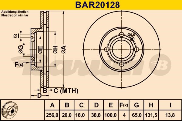 Barum BAR20128 Ventilated disc brake, 1 pcs. BAR20128: Buy near me in Poland at 2407.PL - Good price!
