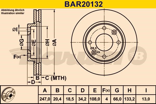 Barum BAR20132 Ventilated disc brake, 1 pcs. BAR20132: Buy near me in Poland at 2407.PL - Good price!