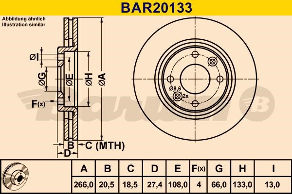 Barum BAR20133 Ventilated disc brake, 1 pcs. BAR20133: Buy near me at 2407.PL in Poland at an Affordable price!
