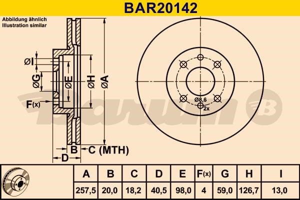 Barum BAR20142 Ventilated disc brake, 1 pcs. BAR20142: Buy near me in Poland at 2407.PL - Good price!
