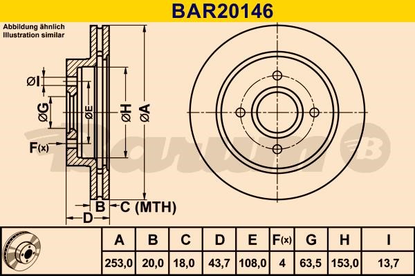 Barum BAR20146 Rear ventilated brake disc BAR20146: Buy near me in Poland at 2407.PL - Good price!