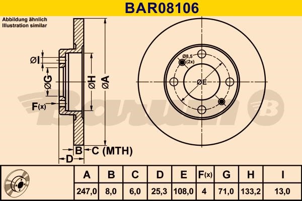 Barum BAR08106 Rear brake disc, non-ventilated BAR08106: Buy near me in Poland at 2407.PL - Good price!