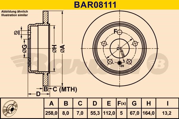 Barum BAR08111 Rear brake disc, non-ventilated BAR08111: Buy near me in Poland at 2407.PL - Good price!