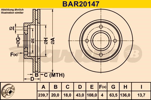 Barum BAR20147 Ventilated disc brake, 1 pcs. BAR20147: Buy near me in Poland at 2407.PL - Good price!