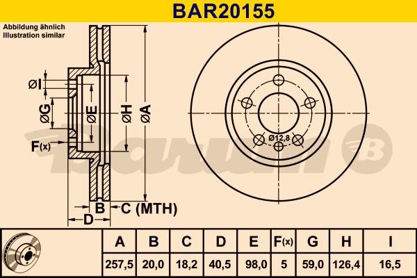 Barum BAR20155 Ventilated disc brake, 1 pcs. BAR20155: Buy near me in Poland at 2407.PL - Good price!