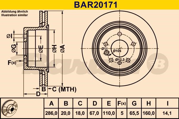 Barum BAR20171 Rear ventilated brake disc BAR20171: Buy near me in Poland at 2407.PL - Good price!