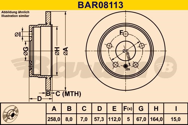 Barum BAR08113 Rear brake disc, non-ventilated BAR08113: Buy near me in Poland at 2407.PL - Good price!