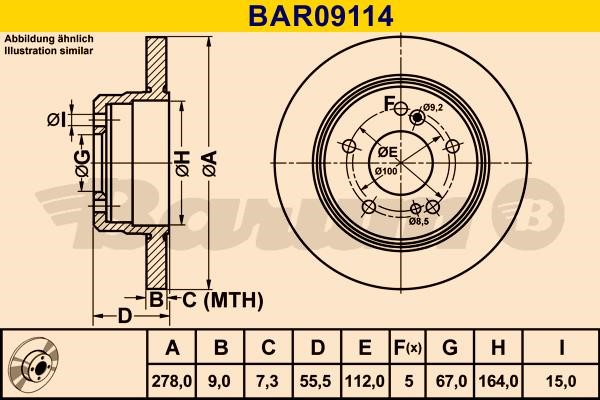 Barum BAR09114 Тормозной диск задний невентилируемый BAR09114: Отличная цена - Купить в Польше на 2407.PL!