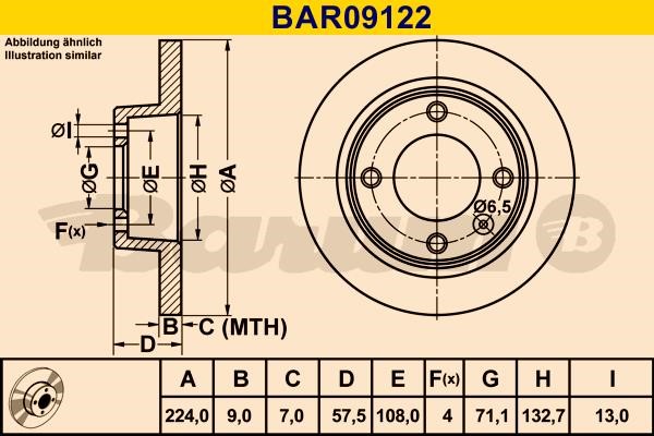 Barum BAR09122 Rear brake disc, non-ventilated BAR09122: Buy near me in Poland at 2407.PL - Good price!