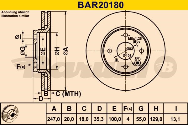 Barum BAR20180 Ventilated disc brake, 1 pcs. BAR20180: Buy near me in Poland at 2407.PL - Good price!