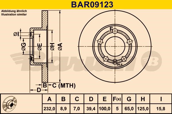 Barum BAR09123 Rear brake disc, non-ventilated BAR09123: Buy near me in Poland at 2407.PL - Good price!