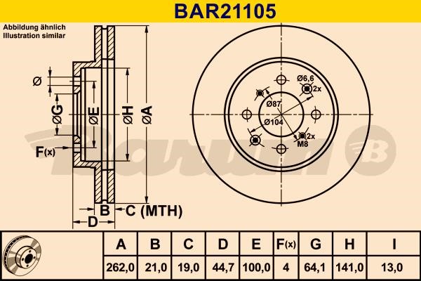 Barum BAR21105 Ventilated disc brake, 1 pcs. BAR21105: Buy near me in Poland at 2407.PL - Good price!