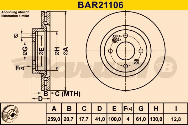 Barum BAR21106 Диск гальмівний вентильований, 1 шт. BAR21106: Приваблива ціна - Купити у Польщі на 2407.PL!