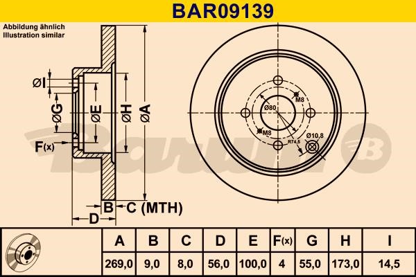 Barum BAR09139 Rear brake disc, non-ventilated BAR09139: Buy near me in Poland at 2407.PL - Good price!