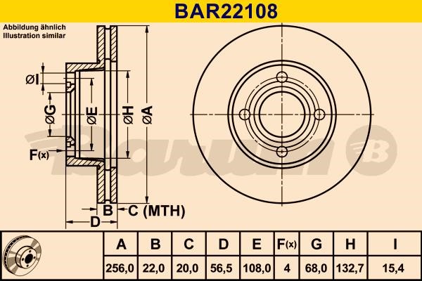 Barum BAR22108 Ventilated disc brake, 1 pcs. BAR22108: Buy near me in Poland at 2407.PL - Good price!