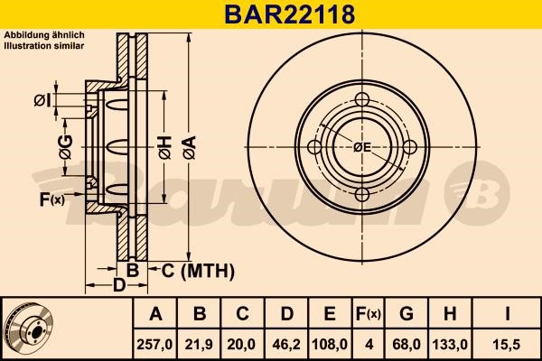 Barum BAR22118 Ventilated disc brake, 1 pcs. BAR22118: Buy near me in Poland at 2407.PL - Good price!