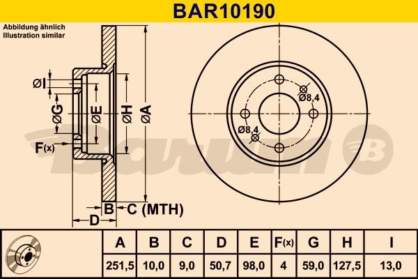Barum BAR10190 Unventilated brake disc BAR10190: Buy near me in Poland at 2407.PL - Good price!
