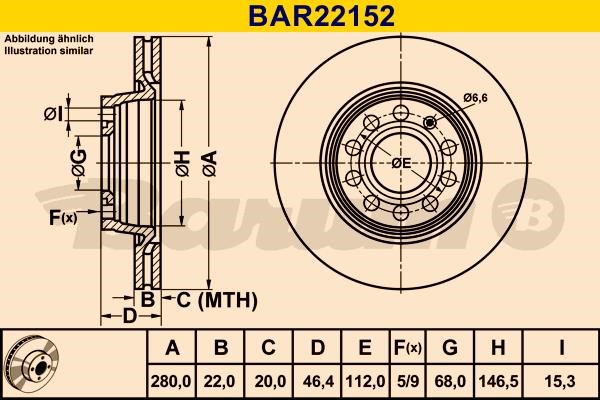 Barum BAR22152 Tarcza hamulcowa wentylowana, 1 szt. BAR22152: Atrakcyjna cena w Polsce na 2407.PL - Zamów teraz!