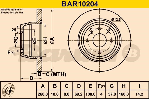 Barum BAR10204 Rear brake disc, non-ventilated BAR10204: Buy near me in Poland at 2407.PL - Good price!