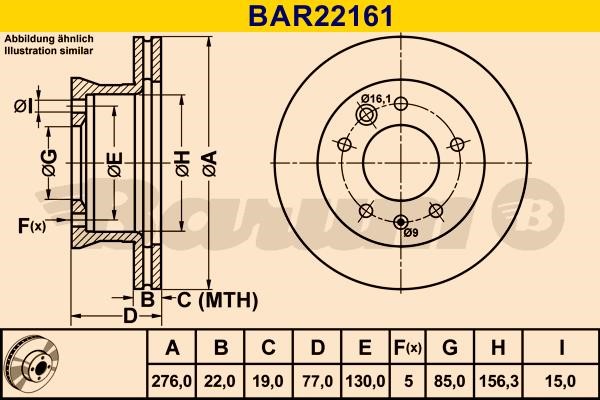 Barum BAR22161 Диск гальмівний вентильований, 1 шт. BAR22161: Приваблива ціна - Купити у Польщі на 2407.PL!