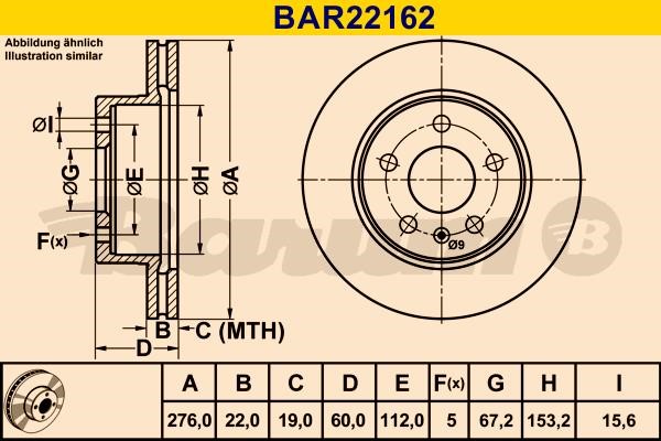 Barum BAR22162 Диск гальмівний передній вентильований BAR22162: Приваблива ціна - Купити у Польщі на 2407.PL!