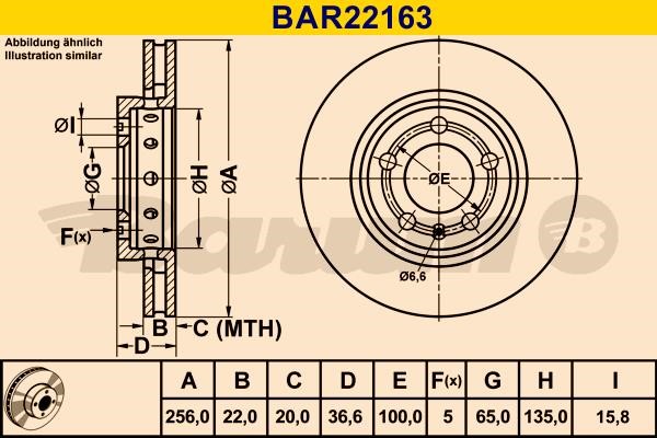Barum BAR22163 Диск гальмівний задній вентильований BAR22163: Приваблива ціна - Купити у Польщі на 2407.PL!