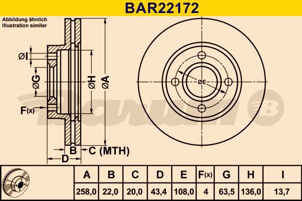 Barum BAR22172 Диск гальмівний вентильований, 1 шт. BAR22172: Приваблива ціна - Купити у Польщі на 2407.PL!
