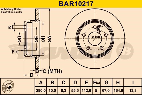 Barum BAR10217 Rear brake disc, non-ventilated BAR10217: Buy near me in Poland at 2407.PL - Good price!