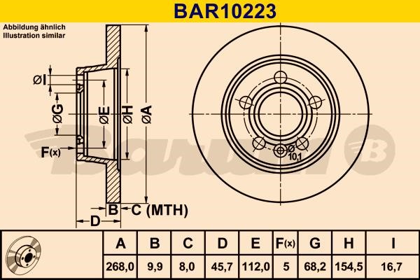 Barum BAR10223 Rear brake disc, non-ventilated BAR10223: Buy near me in Poland at 2407.PL - Good price!