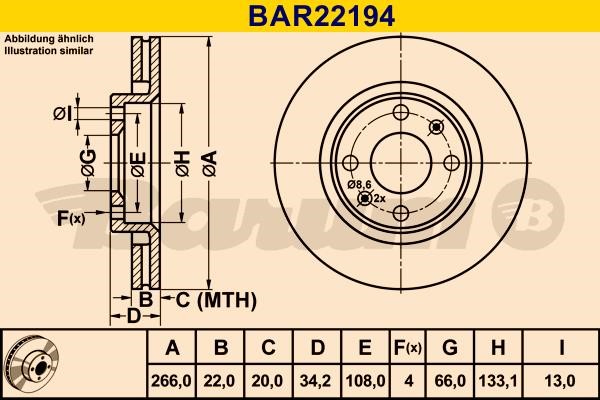 Barum BAR22194 Ventilated disc brake, 1 pcs. BAR22194: Buy near me in Poland at 2407.PL - Good price!