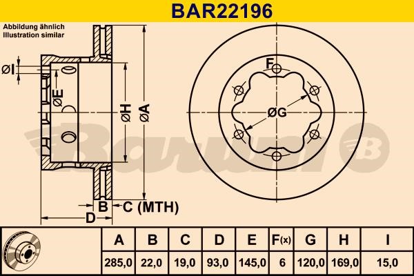 Barum BAR22196 Тормозной диск задний вентилируемый BAR22196: Отличная цена - Купить в Польше на 2407.PL!
