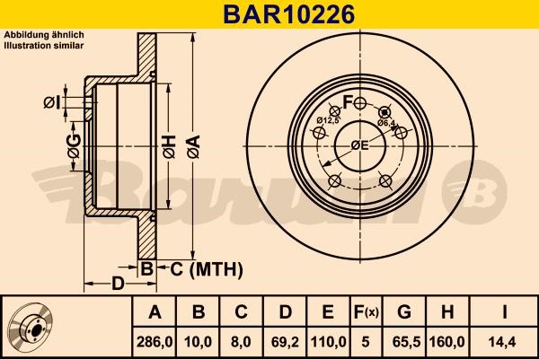 Barum BAR10226 Rear brake disc, non-ventilated BAR10226: Buy near me in Poland at 2407.PL - Good price!