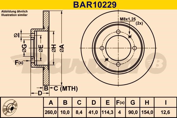 Barum BAR10229 Rear brake disc, non-ventilated BAR10229: Buy near me in Poland at 2407.PL - Good price!