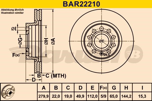 Barum BAR22210 Ventilated disc brake, 1 pcs. BAR22210: Buy near me in Poland at 2407.PL - Good price!