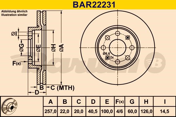 Barum BAR22231 Ventilated disc brake, 1 pcs. BAR22231: Buy near me in Poland at 2407.PL - Good price!