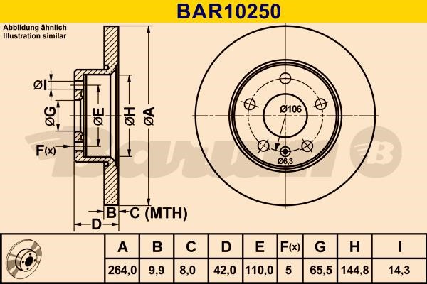 Barum BAR10250 Rear brake disc, non-ventilated BAR10250: Buy near me in Poland at 2407.PL - Good price!