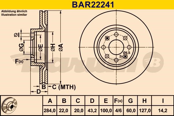 Barum BAR22241 Ventilated disc brake, 1 pcs. BAR22241: Buy near me in Poland at 2407.PL - Good price!