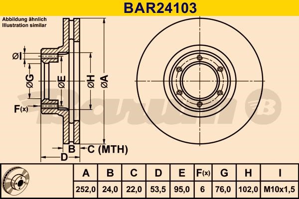 Barum BAR24103 Ventilated disc brake, 1 pcs. BAR24103: Buy near me in Poland at 2407.PL - Good price!