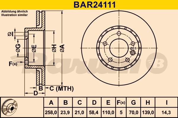 Barum BAR24111 Ventilated disc brake, 1 pcs. BAR24111: Buy near me in Poland at 2407.PL - Good price!