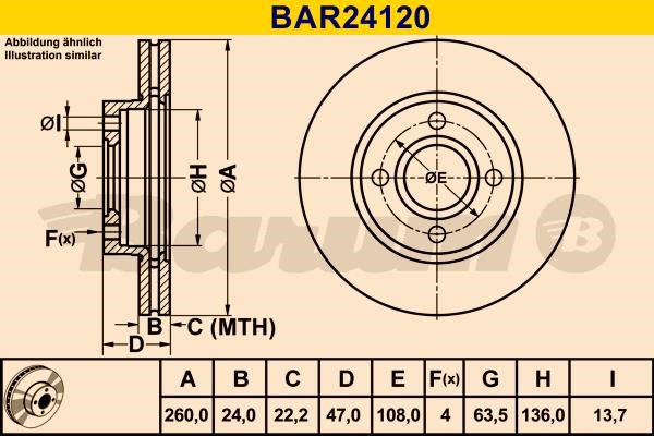 Barum BAR24120 Front brake disc ventilated BAR24120: Buy near me in Poland at 2407.PL - Good price!